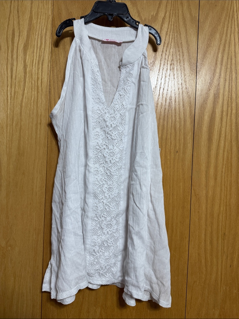 Pinc White Girls' Sleeveless Lace Front Swim Coverup